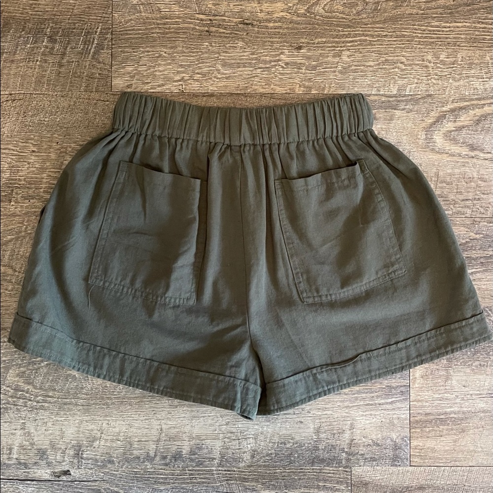 OLIVE Cotton Drawstring Shorts - Picture 3 of 8